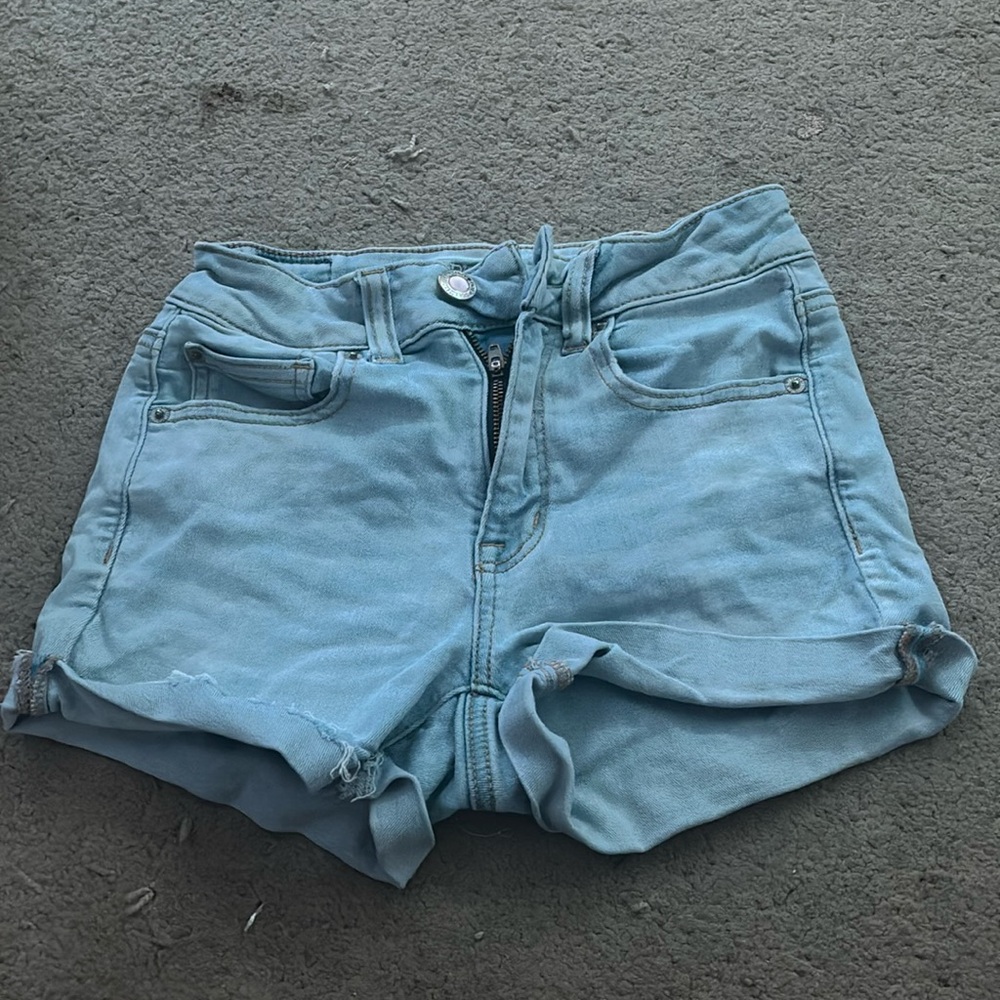 light blue american eagle jean shorts